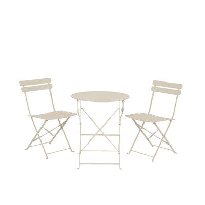 Decoris Bistro-Set aus cremefarbenem Stahl ø60xh71cm