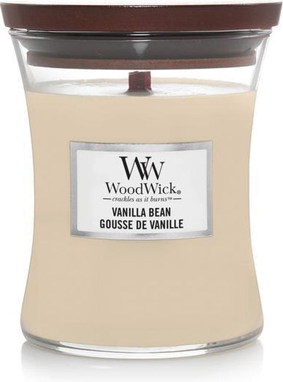 Mittlere Sanduhr-Duftkerze von Woodwick – Vanilleschote – 60 Brennstunden