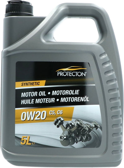 Protecton Motoröl synthetisch – Mid-Saps – Kraftstoffeinsparung – 0w-20 c5 – Anti-Verschleiß- und Korrosionseigenschaften – 5 Liter