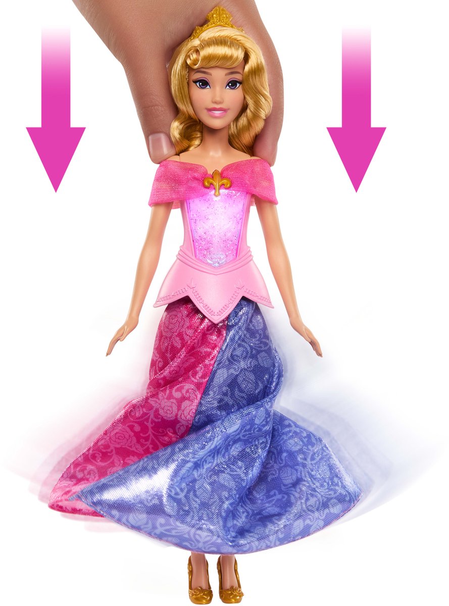 Das rosa Kleid der Disney-Prinzessin Aurora von Mattel wird zur blauen Modepuppe