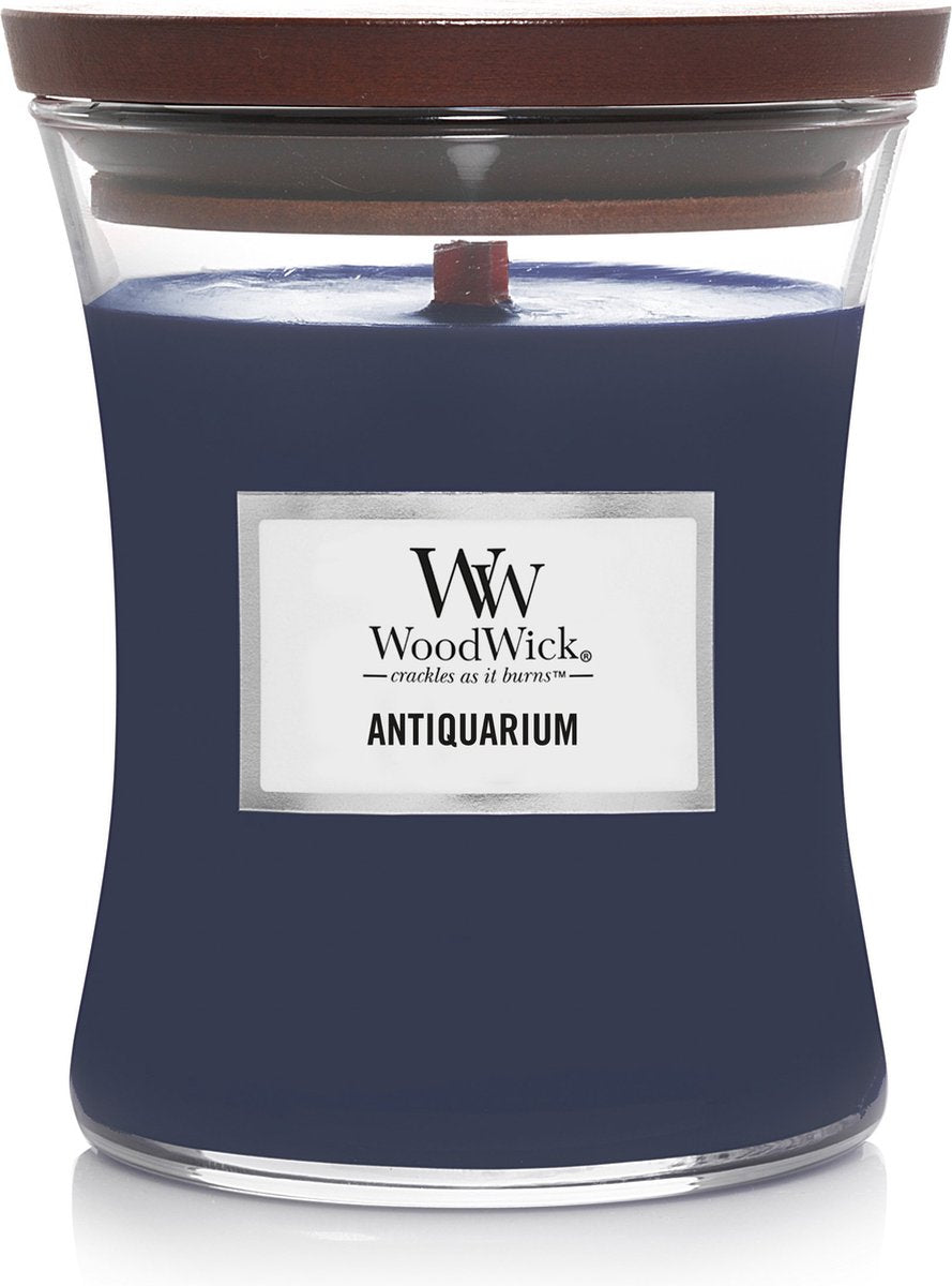Mittlere Sanduhr-Duftkerze von Woodwick – Antiquarium – 60 Brennstunden