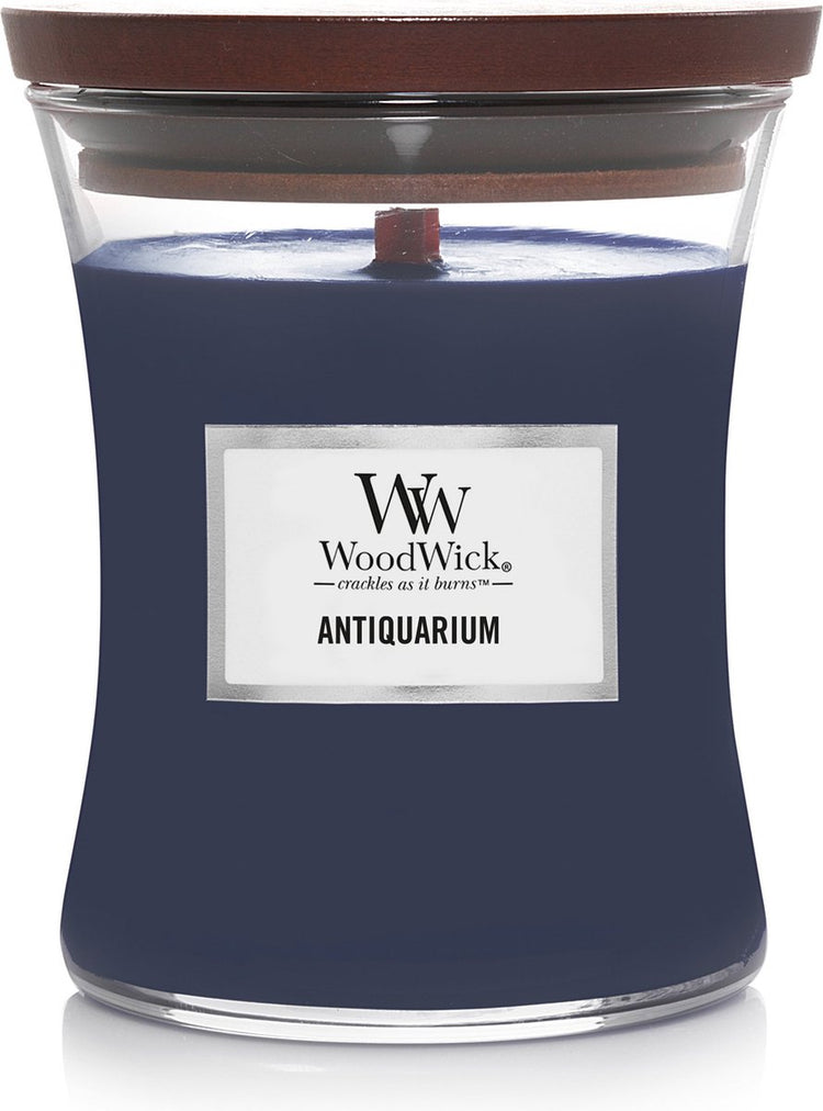 Mittlere Sanduhr-Duftkerze von Woodwick – Antiquarium – 60 Brennstunden