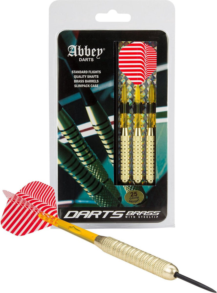Faver Abbey Dartpfeile – Messing – Stahlspitze – Gewicht 25 Gramm