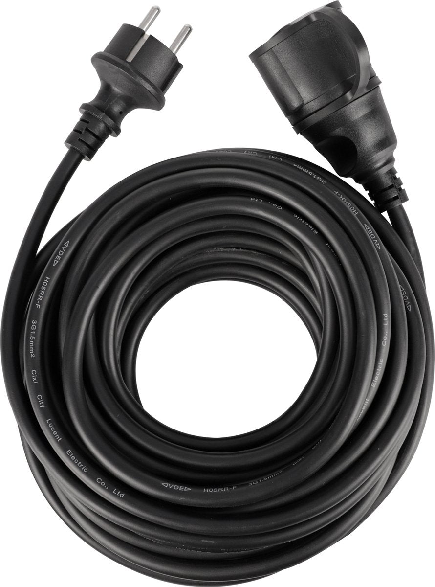 Q-Link-Verlängerungskabel – geerdet – IP44 – h05rrf – 3 x 1,5 mm² – 12 m – schwarz