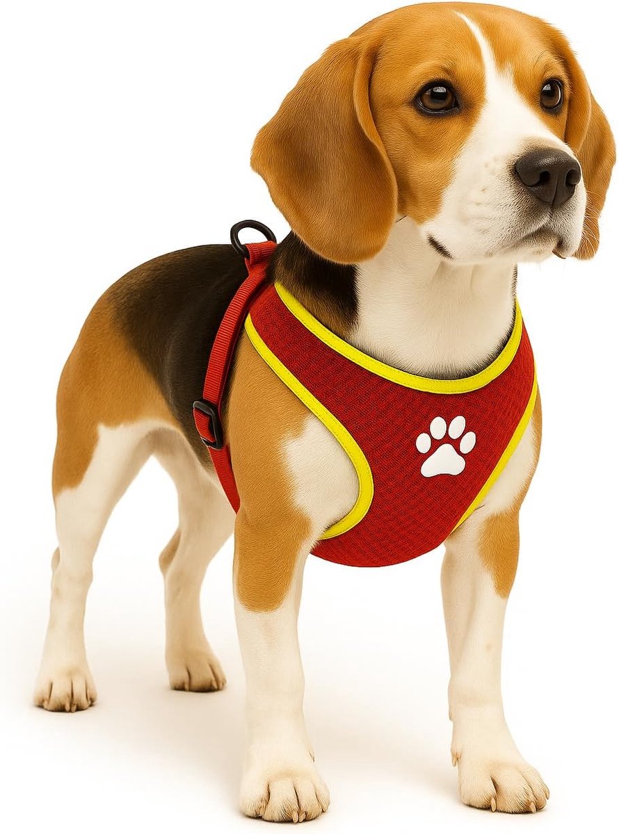 Flamingo Hundegeschirr – Hundegeschirr – Hundegeschirr Anti-Pull – Hundegeschirre – Hundegeschirr Anti-Pull – Step Go Tasha – Rot – Größe M – A: 53 cm B: 65–75 cm x 20 mm x 5 mm