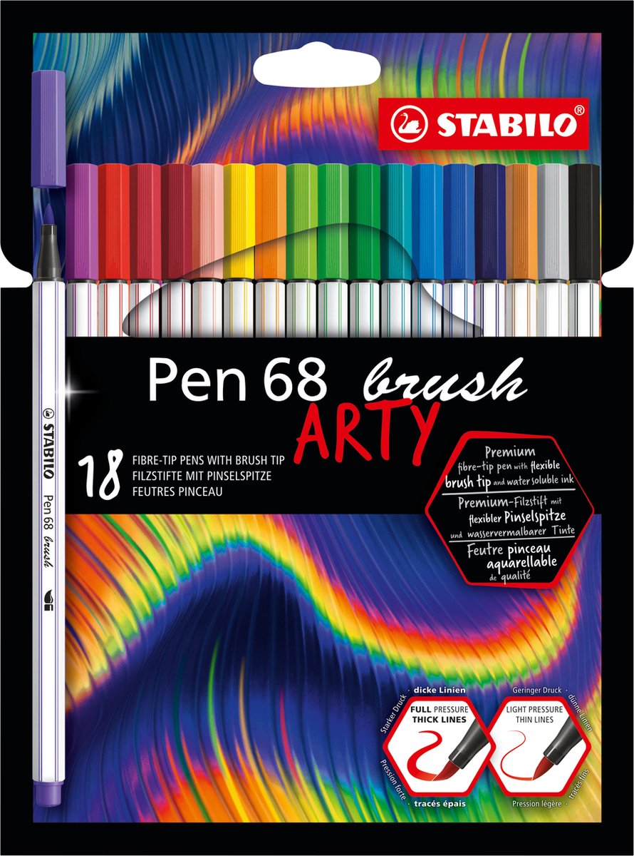 Stabilo Pen 68 Pinsel Arty Filz -Tip Stifte 18st.