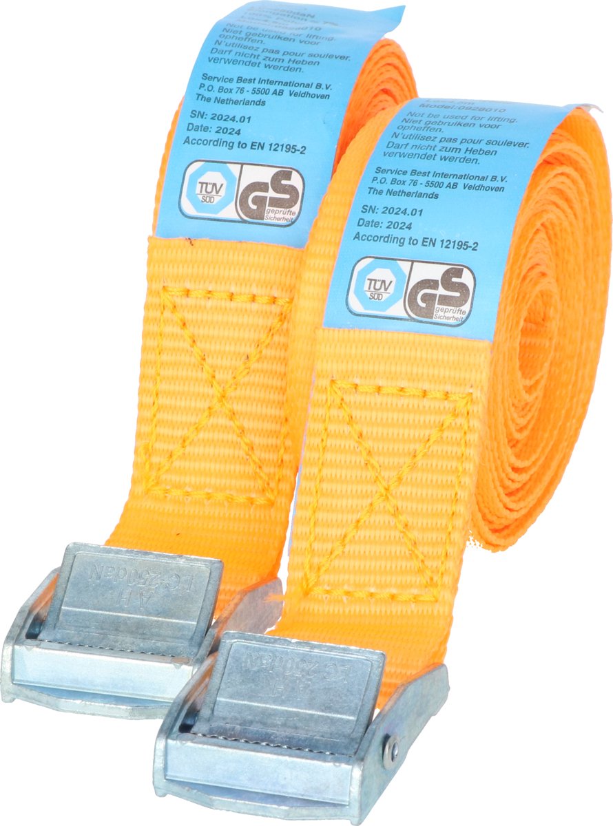 Carpoint Zurrgurte 2 x 2,5 Meter – 25 mm breit – 2er-Set – zur sicheren Ladungssicherung – geeignet für PKW-Anhänger