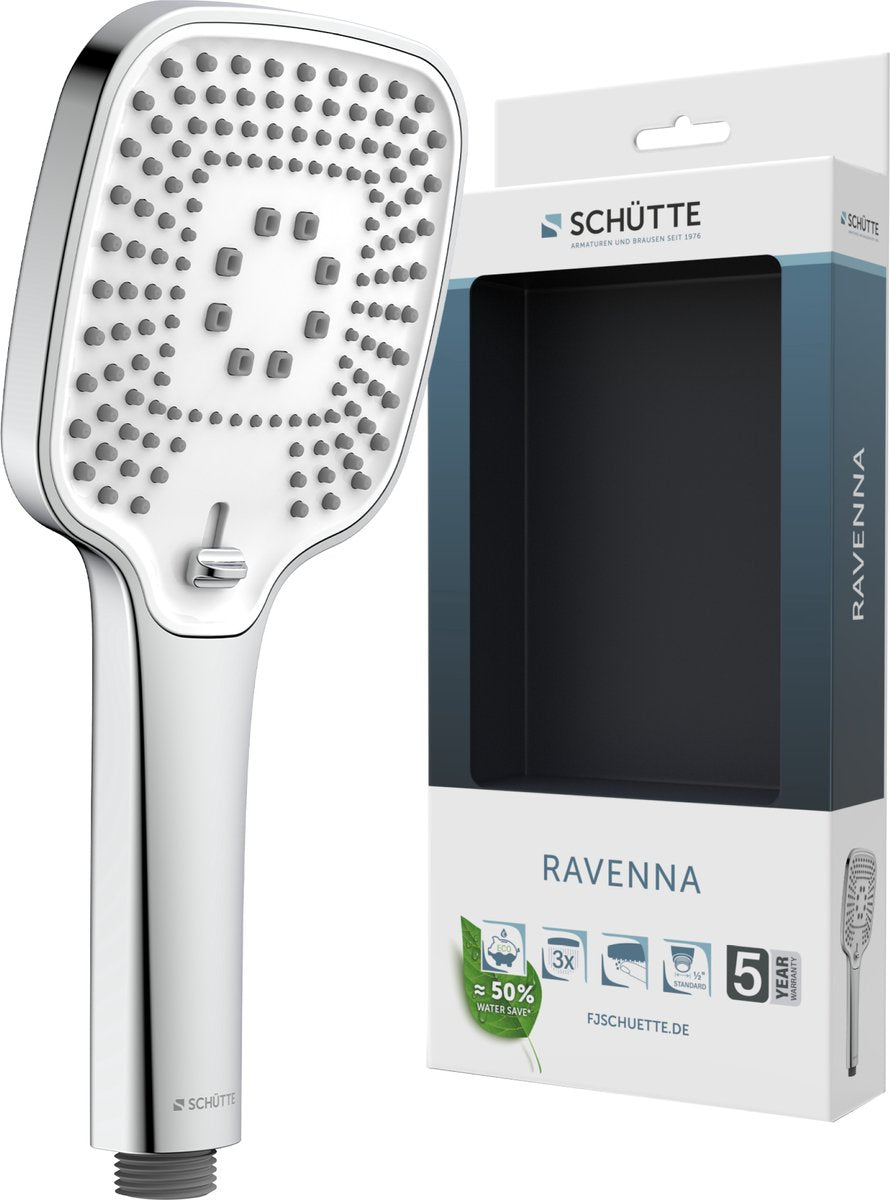 Schütte Ravenna Handbrause - Quadratischer Duschkopf - Chromweiß