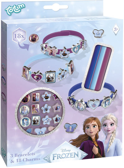 Machen Sie Totum Disney Frozen 3 Slider-Armbänder mit 18 Charms – Bastelspielzeug für Mädchen ab 3 Jahren – Olaf – Anna – Elsa Prinzessinnen-Geschenktipp