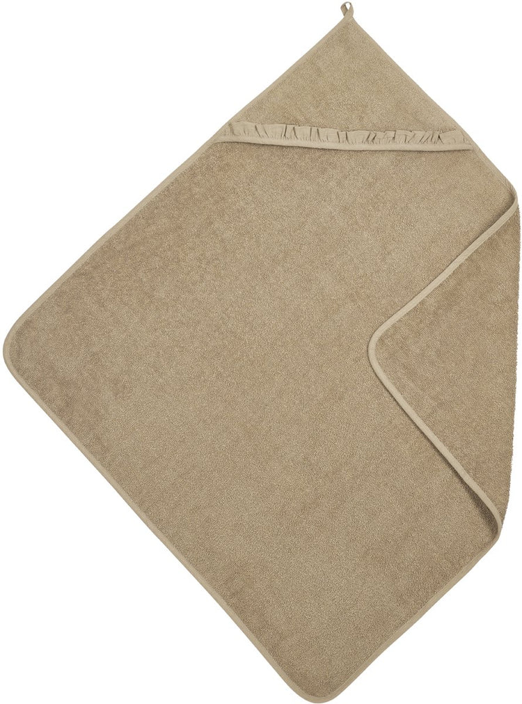 Meyco Baby-Badeumhang mit Rüschen – Frottee – Taupe – 80 x 80 cm