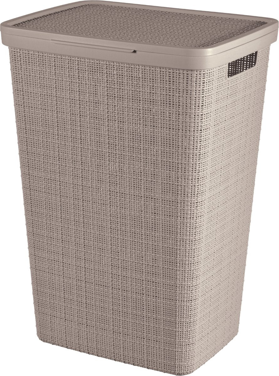 Curver Jute-Wäschekorb mit Deckel – 58 Liter – Taupe