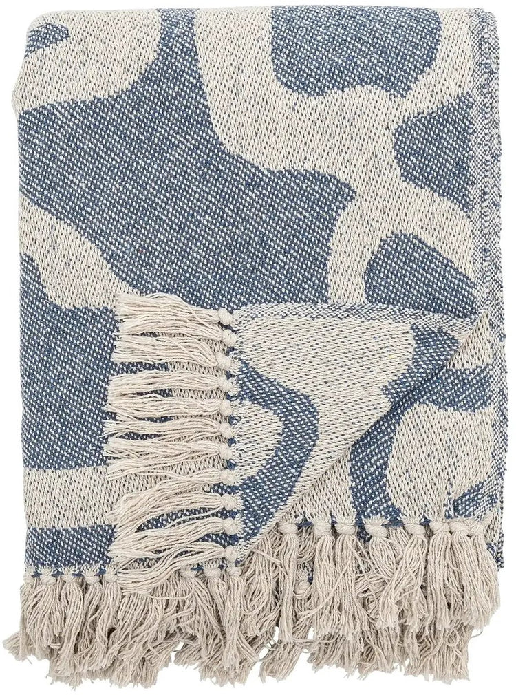 Bloomingville Plaid aus recycelter Baumwolle, blau, Salobre, 130 x 160 cm