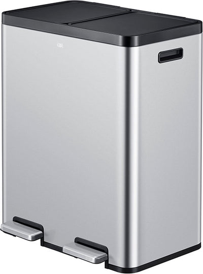 Eko - Essential 1 Recycler Treteimer 30+30 Liter - Edelstahl Kunststoff - mattierter Edelstahl - Abfalleimer