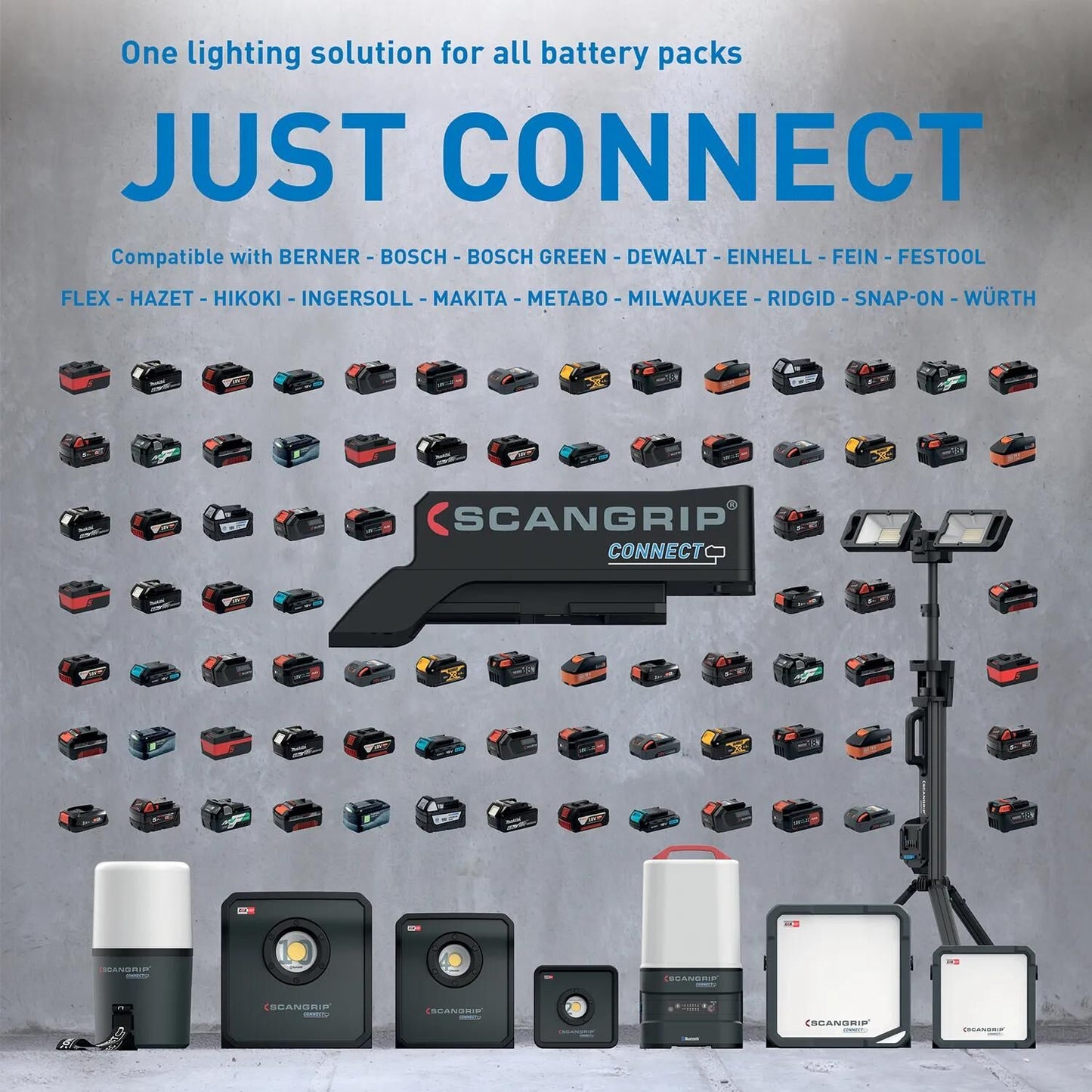Scangrip-Adapter, Stecker-Adapter, 18 V, Batterie, Bosch für Arbeitsscheinwerfer