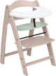 Hauck Hochstuhl-Set Arketa n Play – Holzhochstuhl mit Spielplatte – FSC®-zertifiziertes Buchenholz – weiß getünchtes Mint