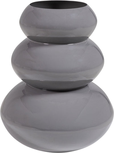 Woood Tera Vase – Metall – Hochglanz hellgrau – 35 x 28 x 28
