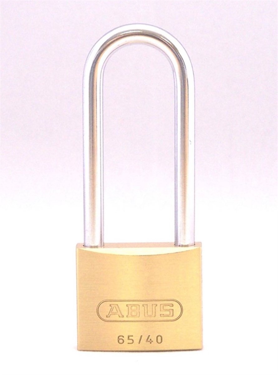 Abus Vorhängeschloss - Messing unlackiert - Messing - - 65 40hb40 hoher Bügel 40mm Messing