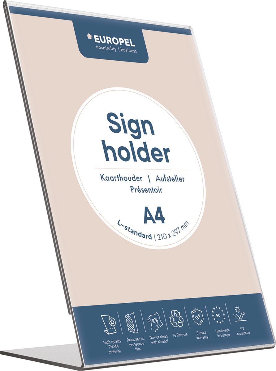 Europakartenhalter stehend – L-Standard – A4 – 21 x 29,7 cm – transparent