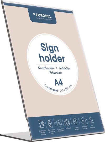 Europakartenhalter stehend – L-Standard – A4 – 21 x 29,7 cm – transparent