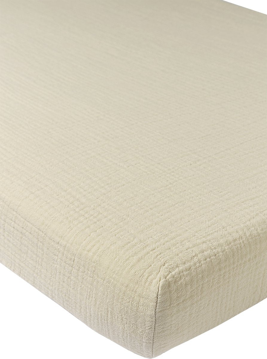 Meyco Baby Uni Spannbettlaken für Kinderbett – vorgewaschen, hydrophil – weicher Sand – 40 x 80 cm