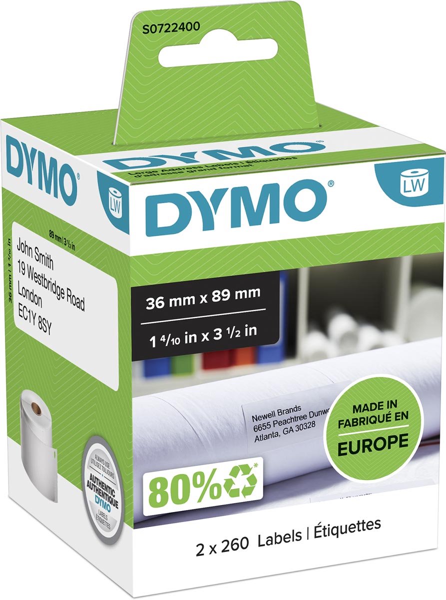 Dymo Druckeretiketten 99012 Labelwriter™ 36 x 89 mm weiß schwarz