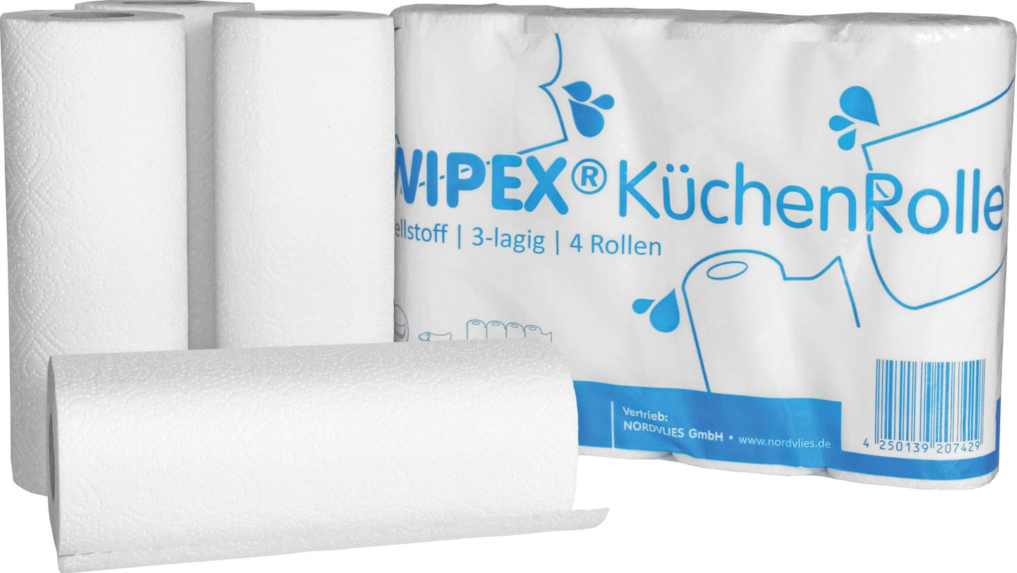 Nordvlies Küchenrolle Weiß 3LG Wipex 4x50 Wischtücher