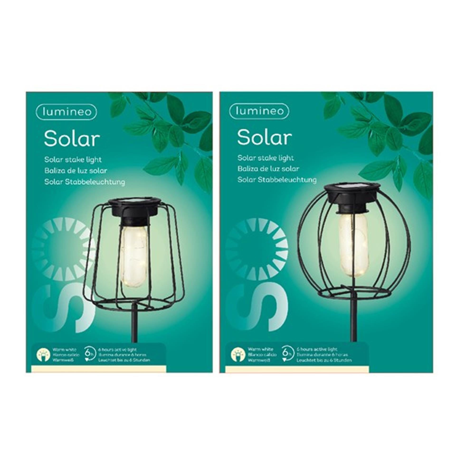 Lumineo LED-Solarlaterne auf Stecker ø13cm