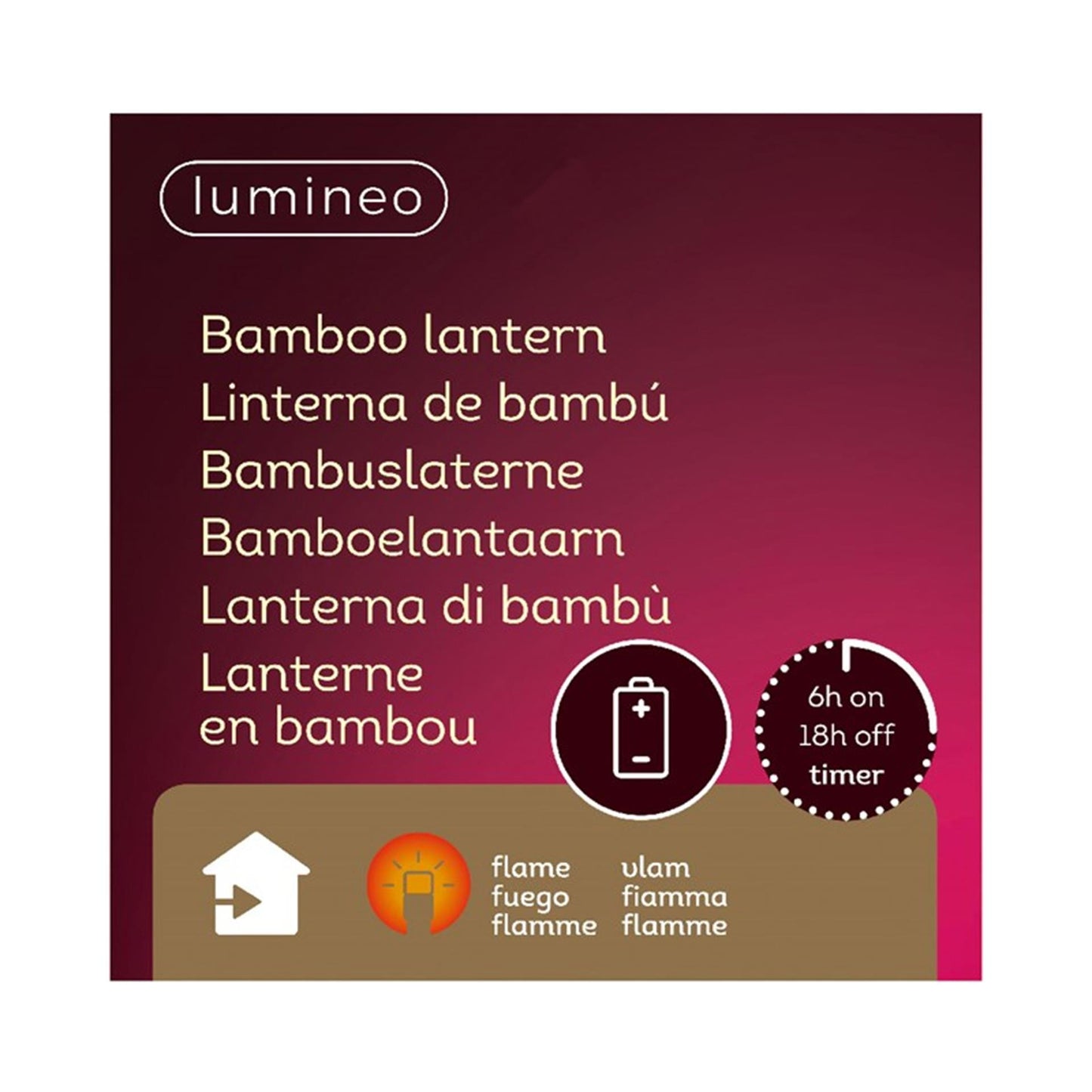 Decoris LED-Laterne Bambus 25x25x27,5cm