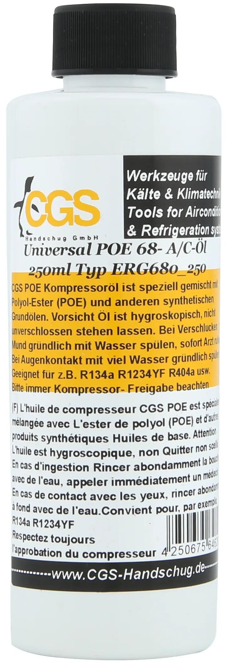 CGS Uni -Kältemittelöl 250 ml für alle Kältemittel