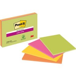 Selbstklebende Haftnotizen, Post-it, 4 x 45 Blatt, 101 x 152 mm, blanko, mehrfarbig