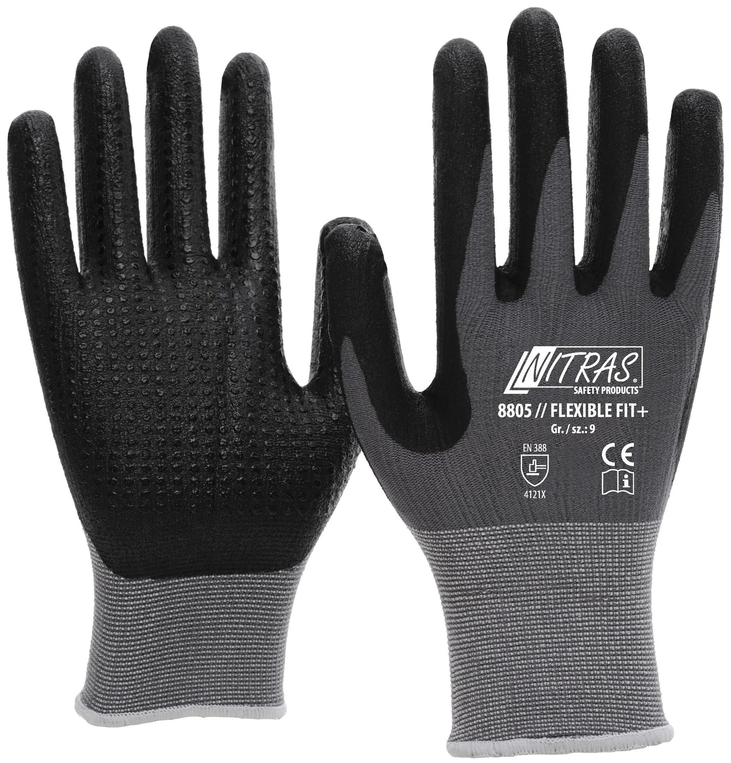 Nitras Safety Handschuh Größe 8 Pickel grau SW Flexible Passform+