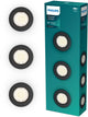 Philips LED Philips Peridot Einbaustrahler – GU10-Fassung – schwarz – rund – fester Kopf – 3er-Pack