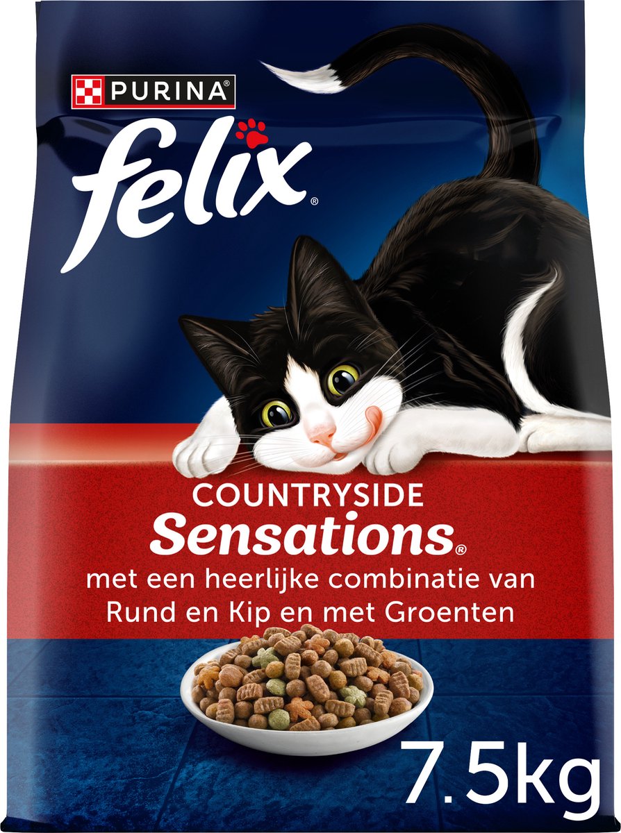 Felix Country Sensations – Trockenfutter für Katzen – Rind-Hühner-Gemüse – 7,5 kg