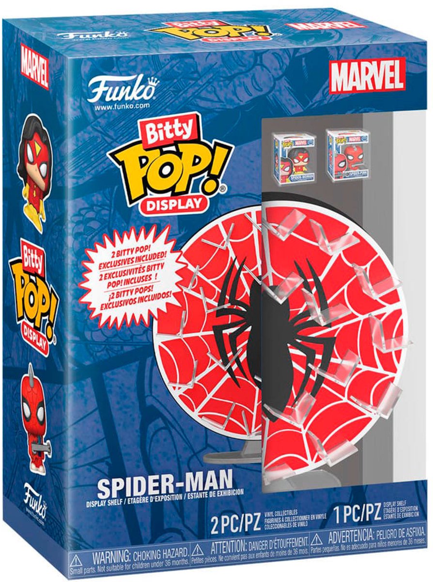 Funko Marvel Bitty Pop! Display mit 2 Spider-Man-Webpuppen aus Vinyl! Figur - 2cm