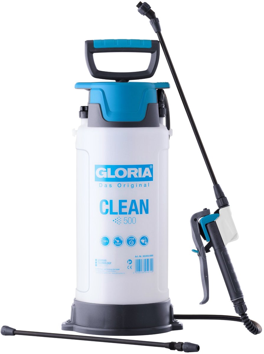 Gloria Drucksprüher Clean 500 | zum Ausbringen saurer und alkalischer Medien | 5 Liter Fassungsvermögen