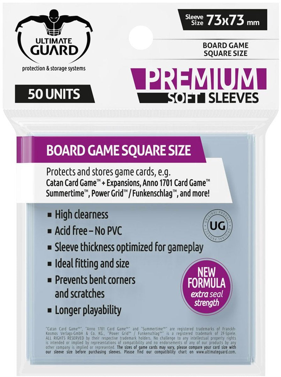 Ultimate Guard Brettspielhüllen (50) – quadratische Kartenhüllen für Brettspielkarten