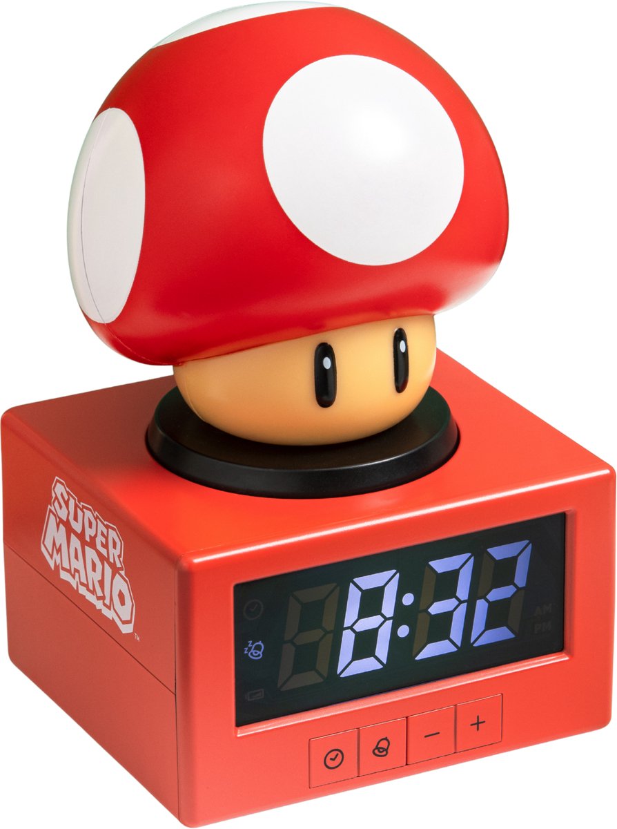 Paladone Super Mario Super Mushroom Icon Wecker – Digitaler Wecker mit Nachtlicht, offizielles Nintendo-Produkt –