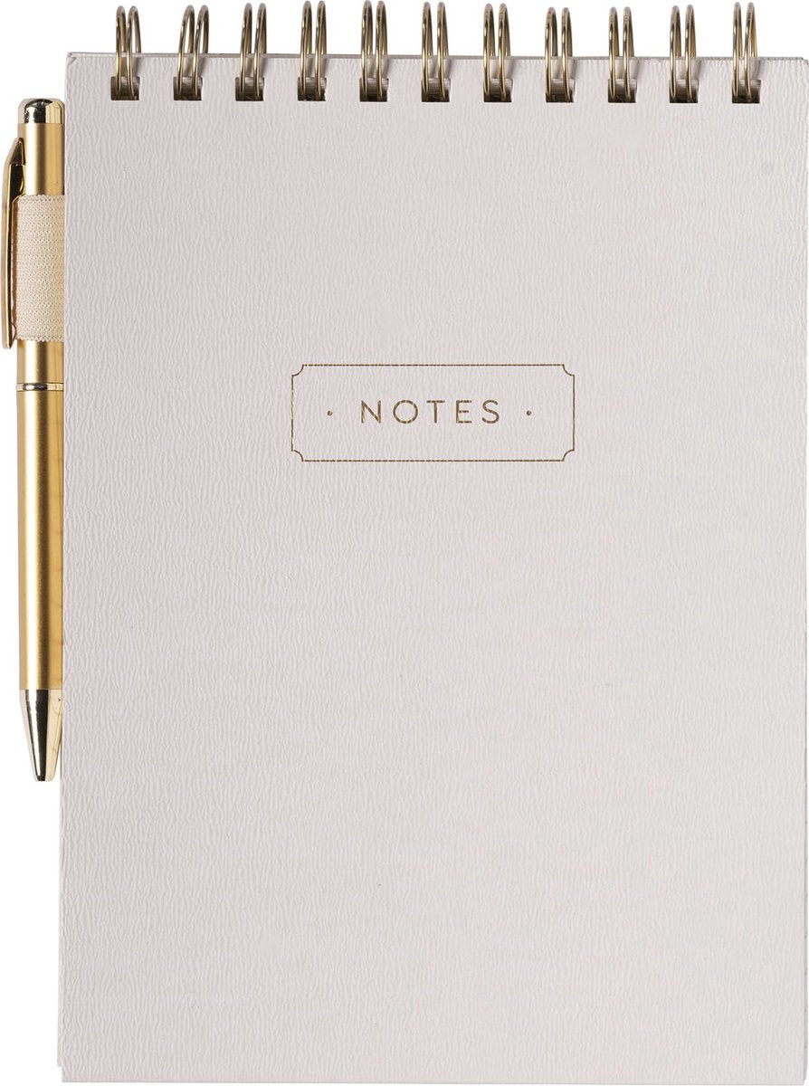 Eccolo Notizblock - Spirale - mit Stift - Elfenbein - Linie - ca. 15x22cm - ec-q611c