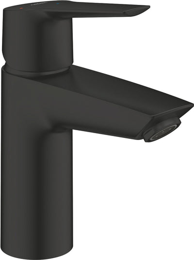 Grohe Start Waschtischarmatur – wassersparend – niedriger Auslauf – mit Push-Open-Ablaufgarnitur – mattschwarz