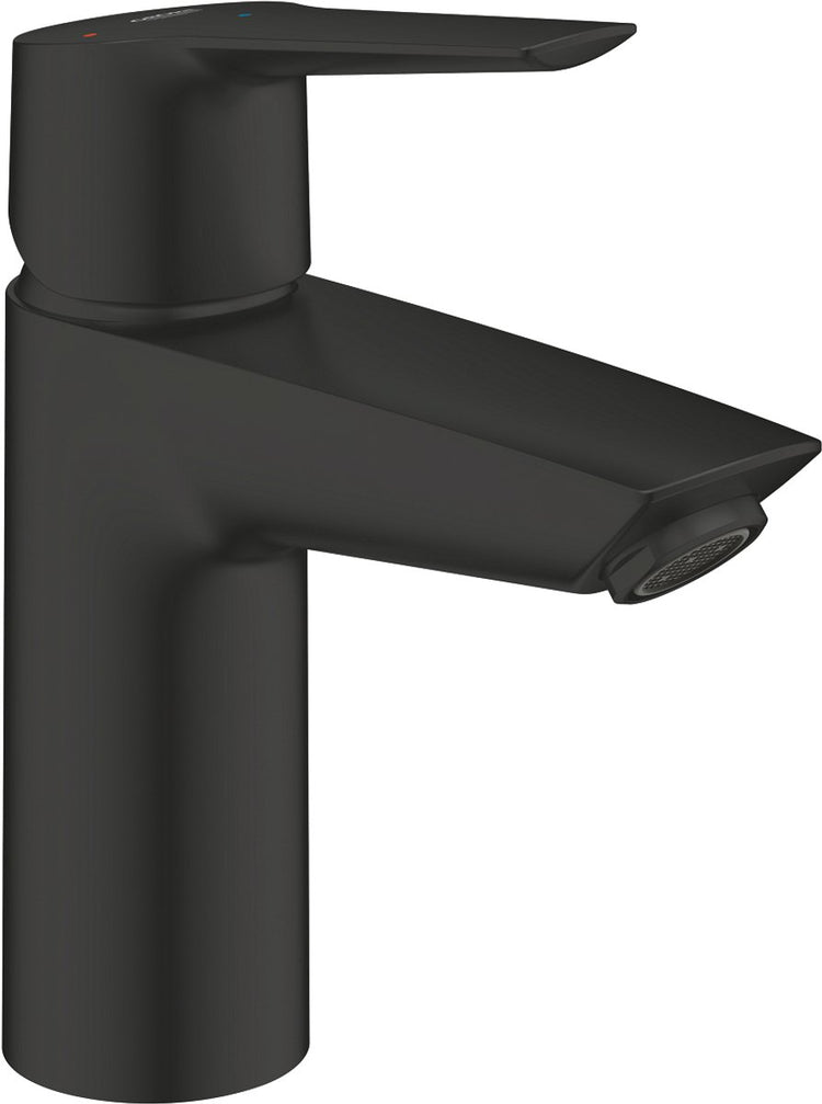 Grohe Start Waschtischarmatur – wassersparend – niedriger Auslauf – mit Push-Open-Ablaufgarnitur – mattschwarz