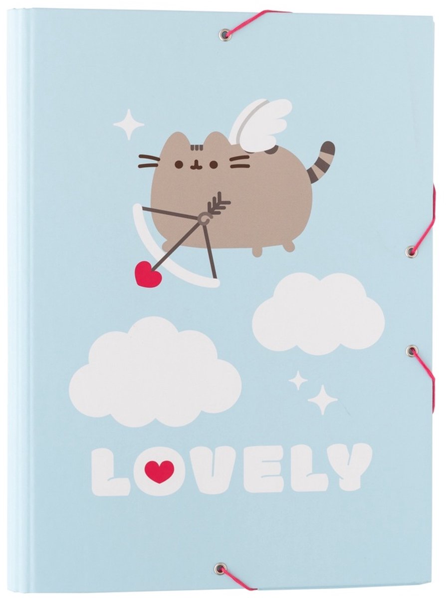 Pusheen, Pappmappe im A4-Format Purrfect Love Collection mit Gummizügen und Klappen, blau
