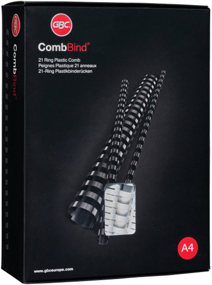 GBC combbind Binderücken schwarz – A4 – 25 mm – 50 Stück