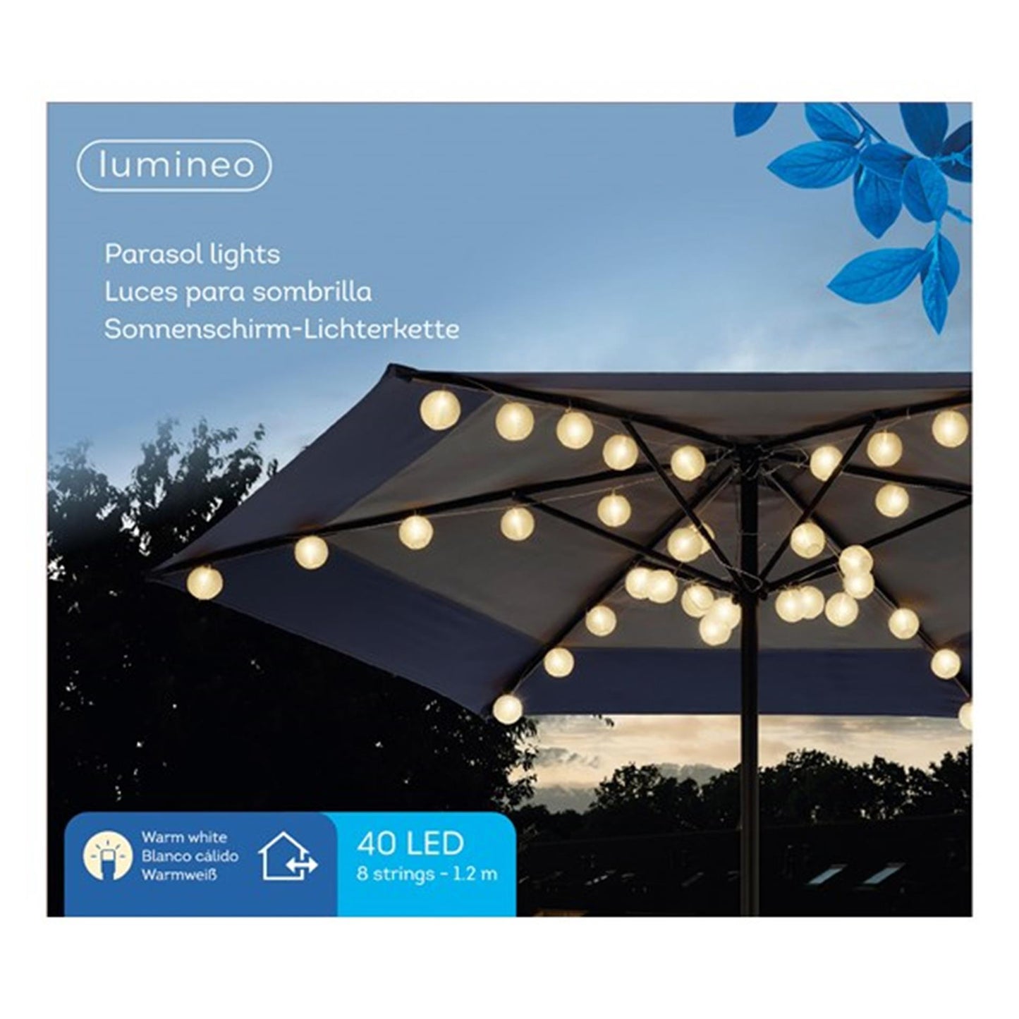Lumineo LED-Sonnenschirm-Partyleuchte für den Außenbereich, L120 cm