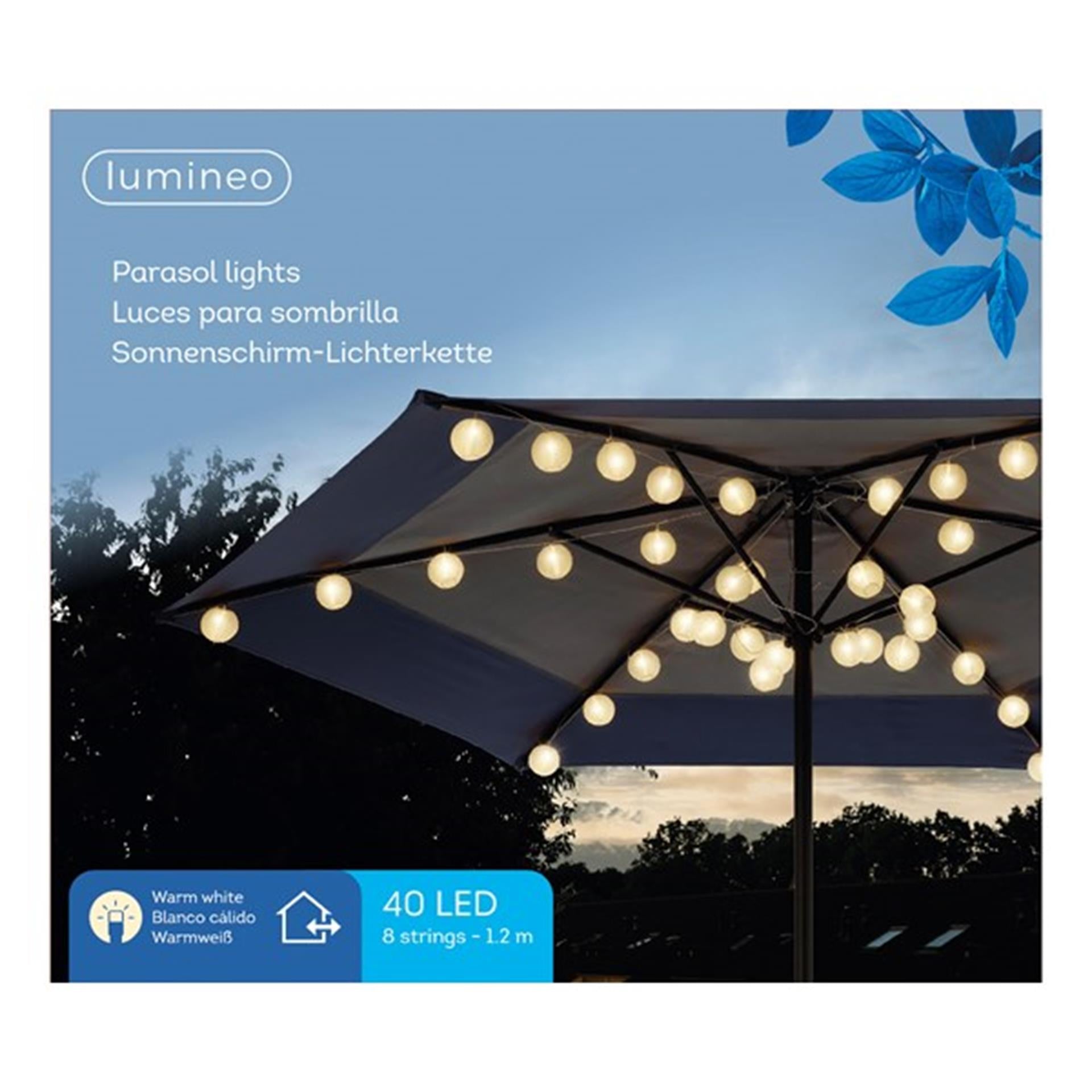Lumineo LED-Sonnenschirm-Partyleuchte für den Außenbereich, L120 cm