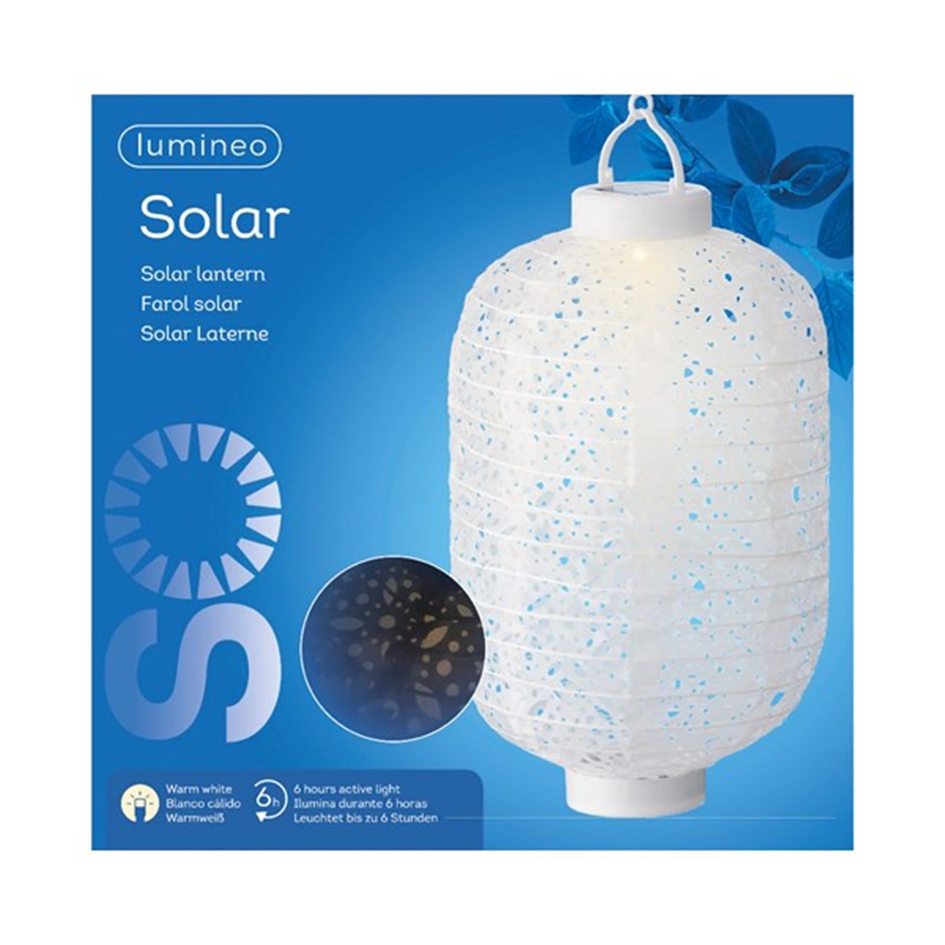 Lumineo LED-Solarlaterne ø20-h30cm weiß