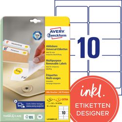 Ablösbare Etiketten Avery Zweckform L4744Rev 250 Stück