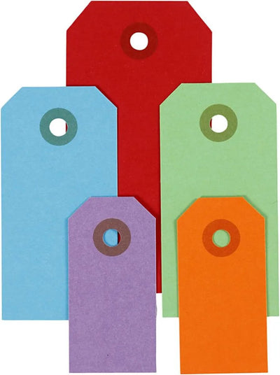 Creativ Company Manila-Etiketten, Größe 3x6+4x8+5x10 cm, 220 g, verschiedene Farben, 500 Stück 1 Box