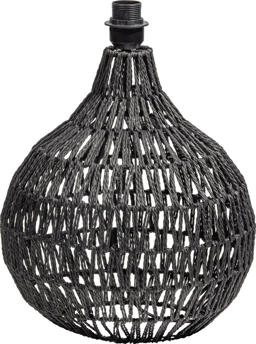 Woood Macy Tischlampensockel – Rattanoptik – Schwarz – 44 x 31 x 31 cm