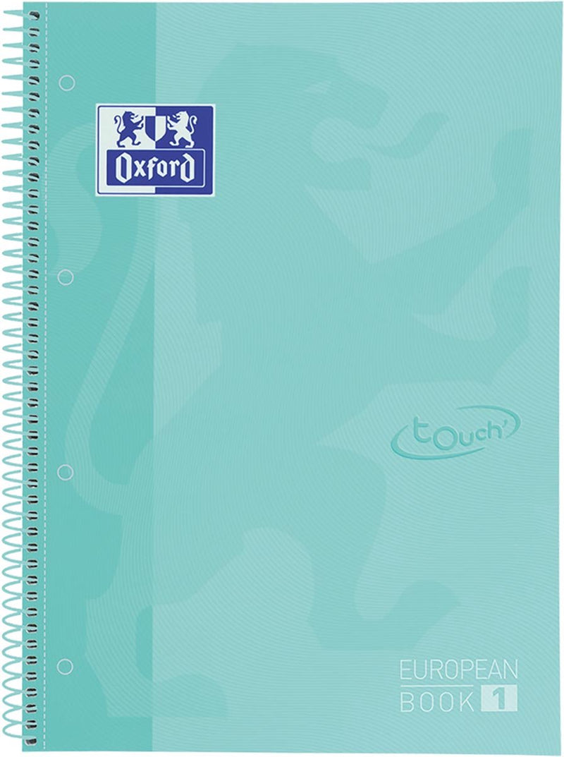 Oxford School Europeanbook – Notizbuch – farbiger Rand – A4+ – Linie – 80 Blatt – 4 Löcher – Hardcover – Pastellminze