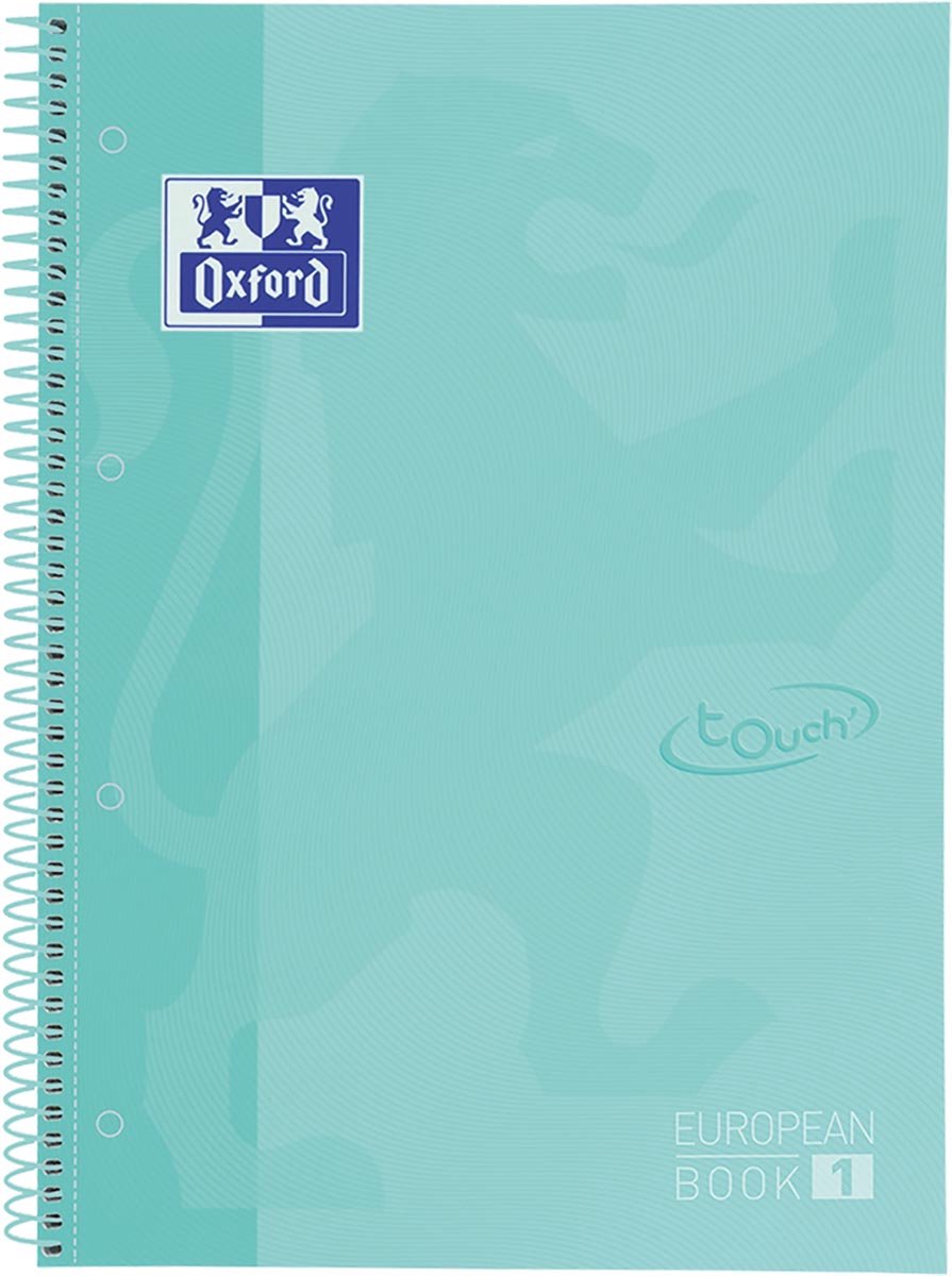 Oxford School Europeanbook – Notizbuch – farbiger Rand – A4+ – Linie – 80 Blatt – 4 Löcher – Hardcover – Pastellminze